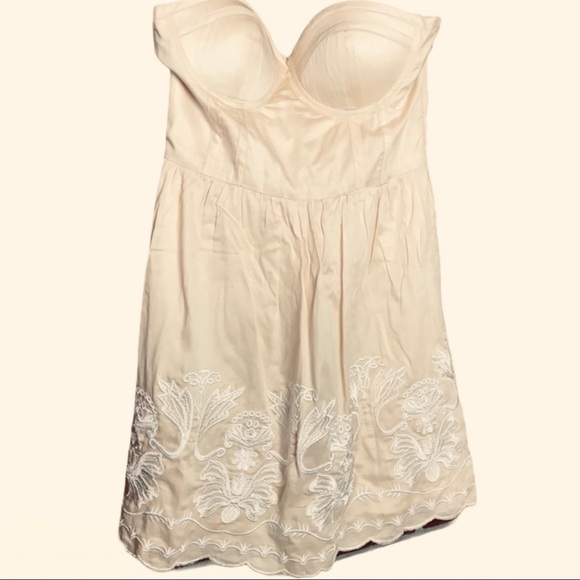 Minuet Yellow Floral Embroidered Strapless Dress M - Picture 2 of 7